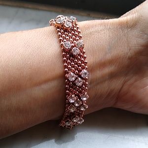 Rose Gold/Clear Crystal Liquid Metal Bracelet